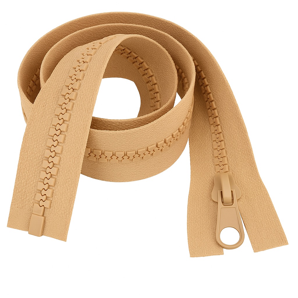 Beige 20" (51cm) Open Ended Zip – Heavy-Duty #5 Plastic Teeth for Sewing, Upholstery & Medium Garments by Giddy Square