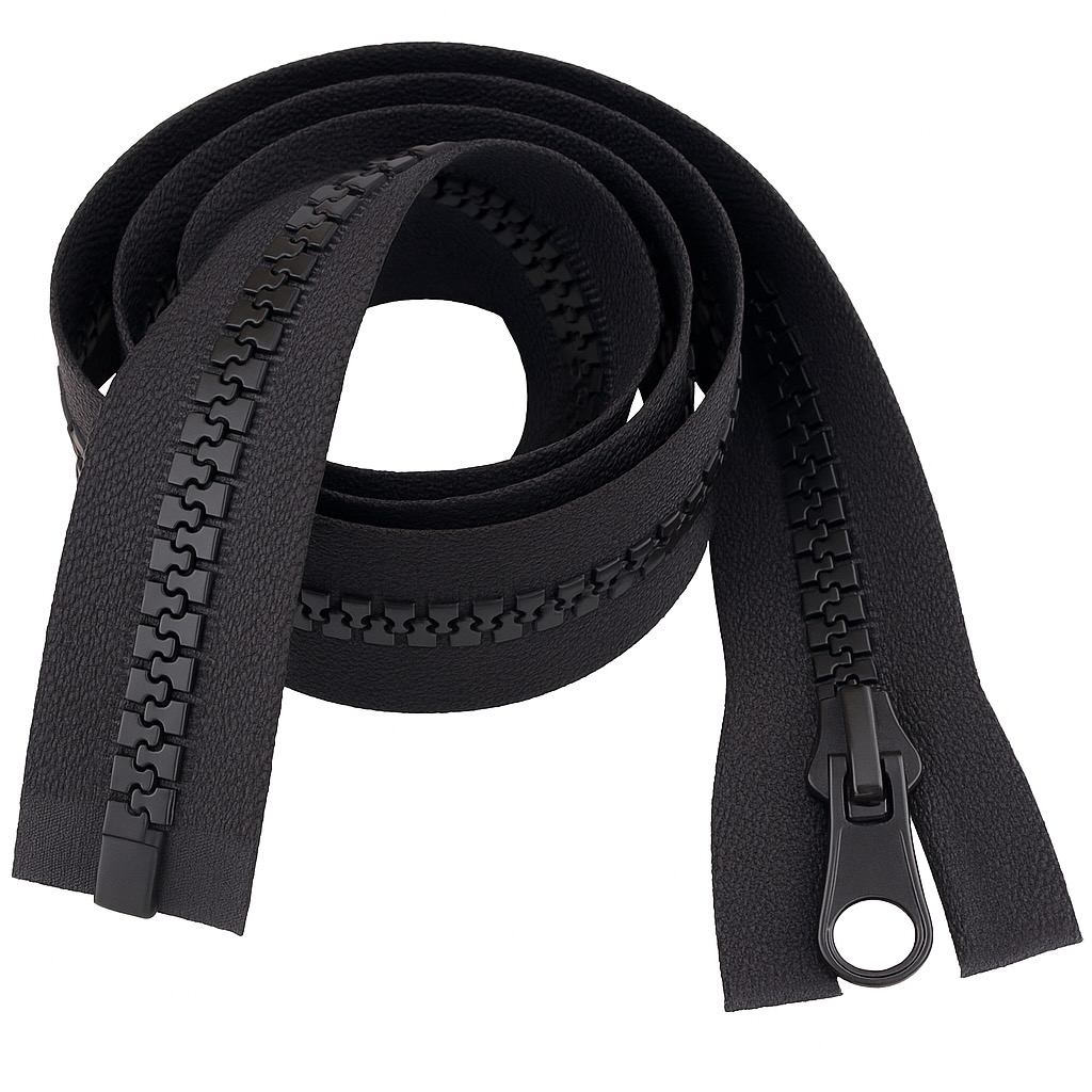 Black 24" (61cm) Heavy-Duty Chunky Zip – Open Ended, Machine Washable Plastic Teeth, Perfect for Coats & Outerwear by Giddy Square