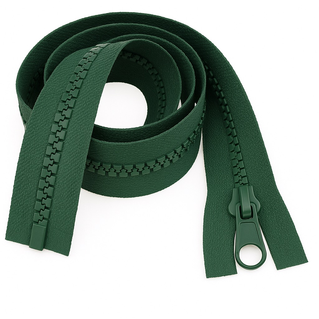 Bottle Green 10" (25cm) Heavy-Duty Chunky Zip – Separating Style, Strong #5 Teeth, Perfect for Handmade Bags & Accessories by Giddy Square