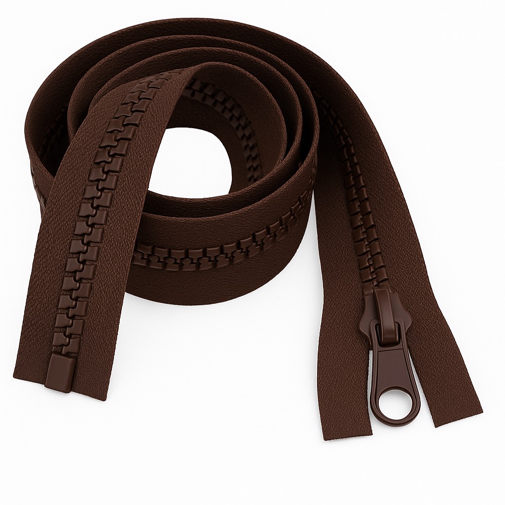 Chocolate Brown 20" (51cm) Open Ended Zip – Heavy-Duty #5 Plastic Teeth for Sewing, Upholstery & Medium Garments by Giddy Square