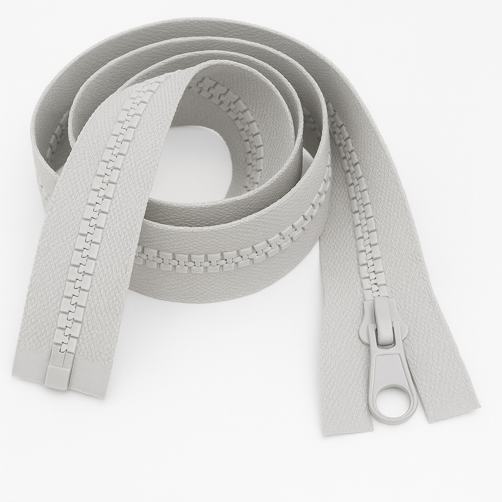 Light Grey 20" (51cm) Open Ended Zip – Heavy-Duty #5 Plastic Teeth for Sewing, Upholstery & Medium Garments by Giddy Square