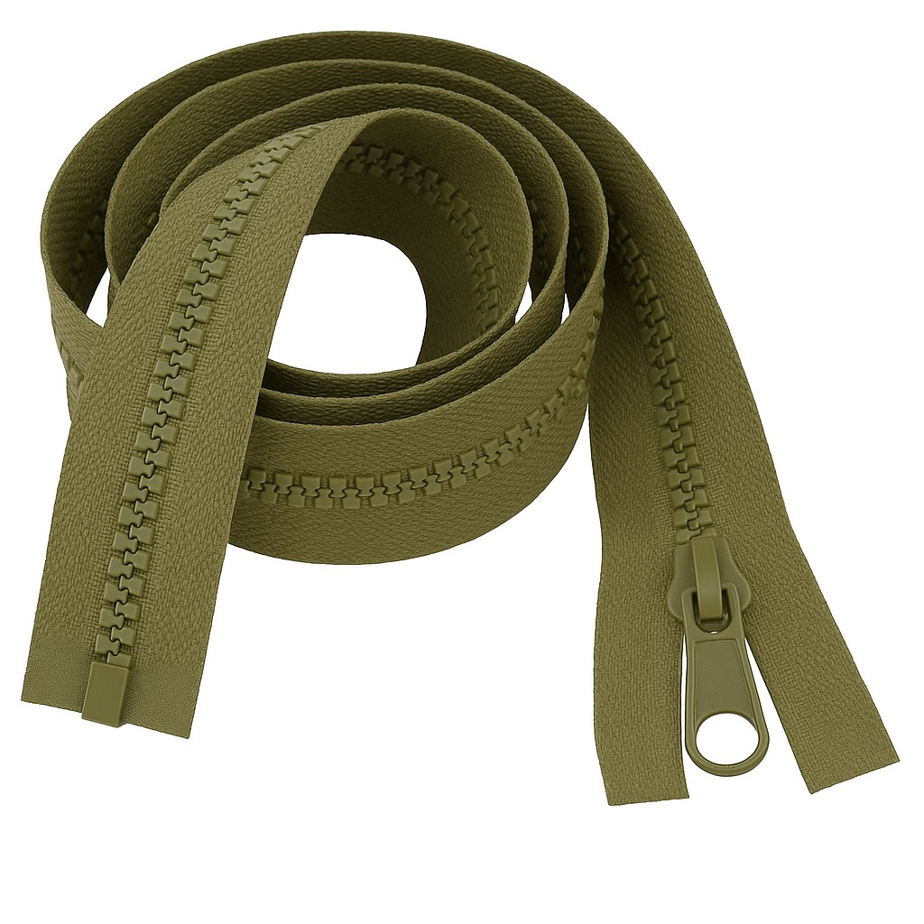 Olive Green 20" (51cm) Open Ended Zip – Heavy-Duty #5 Plastic Teeth for Sewing, Upholstery & Medium Garments by Giddy Square