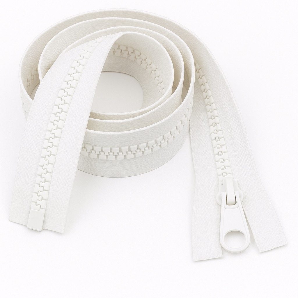White 36" (91cm) Heavy-Duty Chunky Zip – Open Ended, Machine Washable Plastic Teeth, Perfect for Coats & Outerwear by Giddy Square