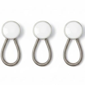 Collar Extender – 11mm Metal Button with White Insert & Spring Loop, Pack of 3