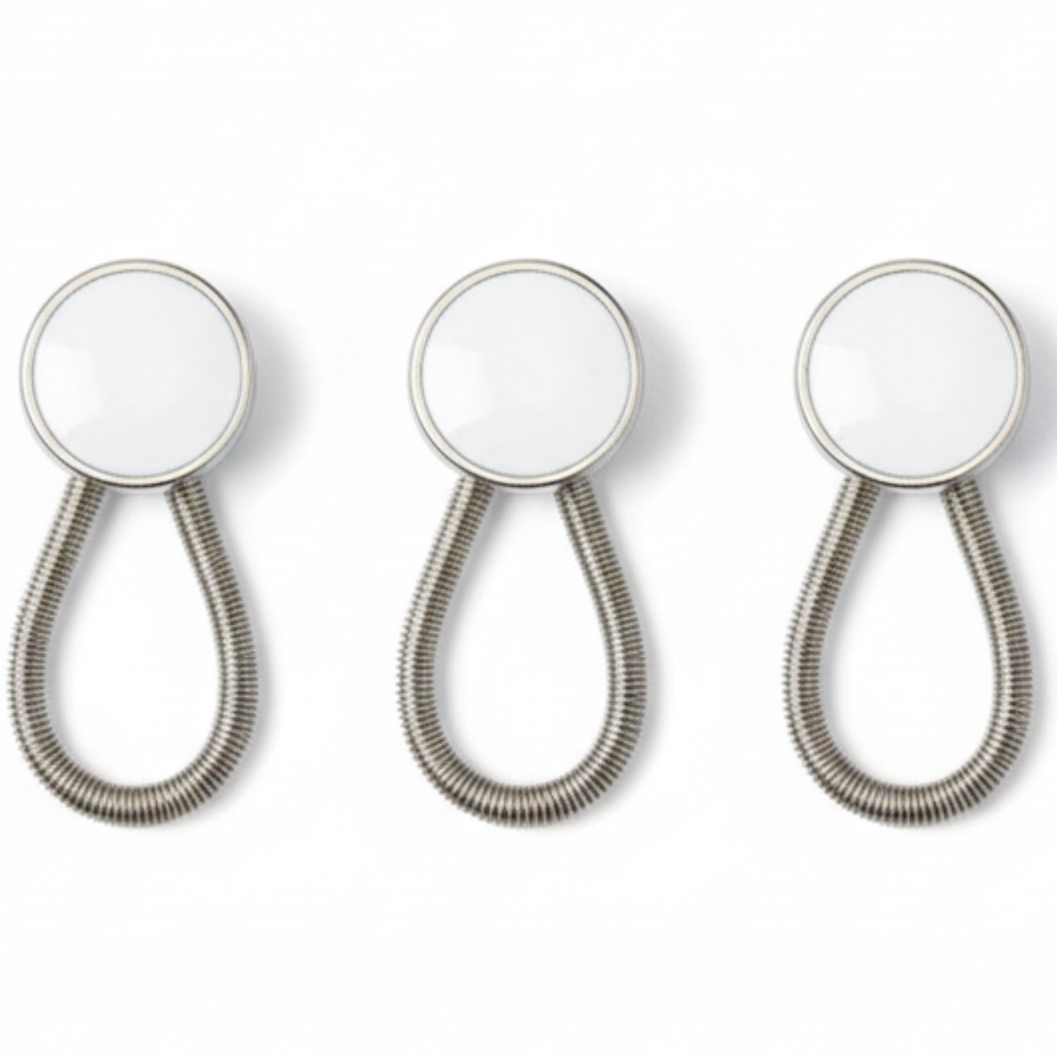 Collar Extender – 11mm Metal Button with White Insert & Spring Loop, Pack of 3