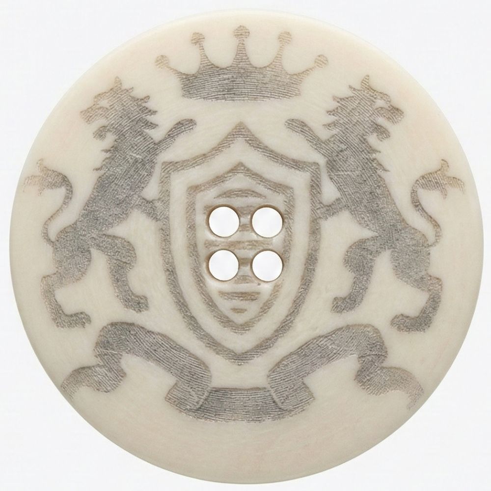 Ivory Heraldic Lions 4-Hole Sewing Buttons – 25mm