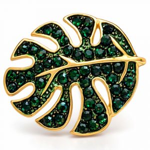 Palm Leaf Diamante Shank Button – 25mm