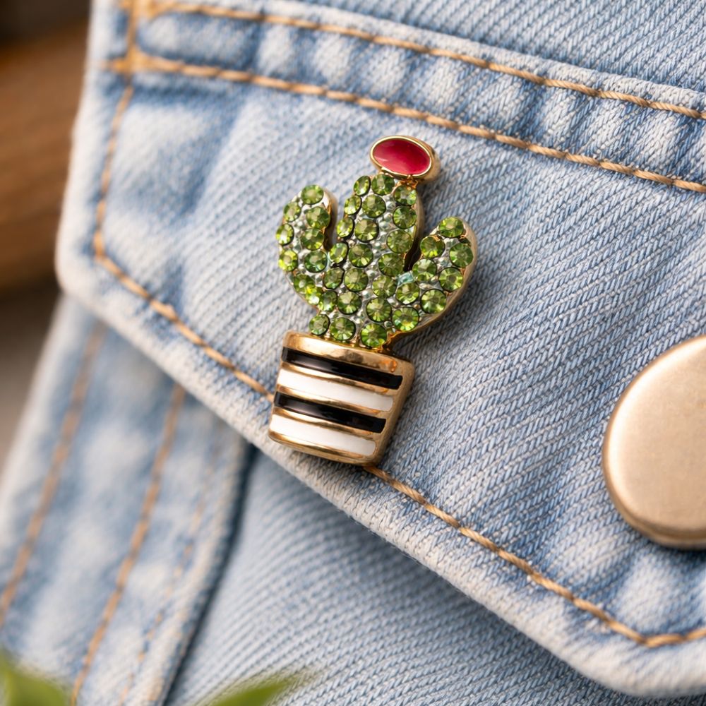 Cactus Diamante Shank Button – 25mm - Image 7