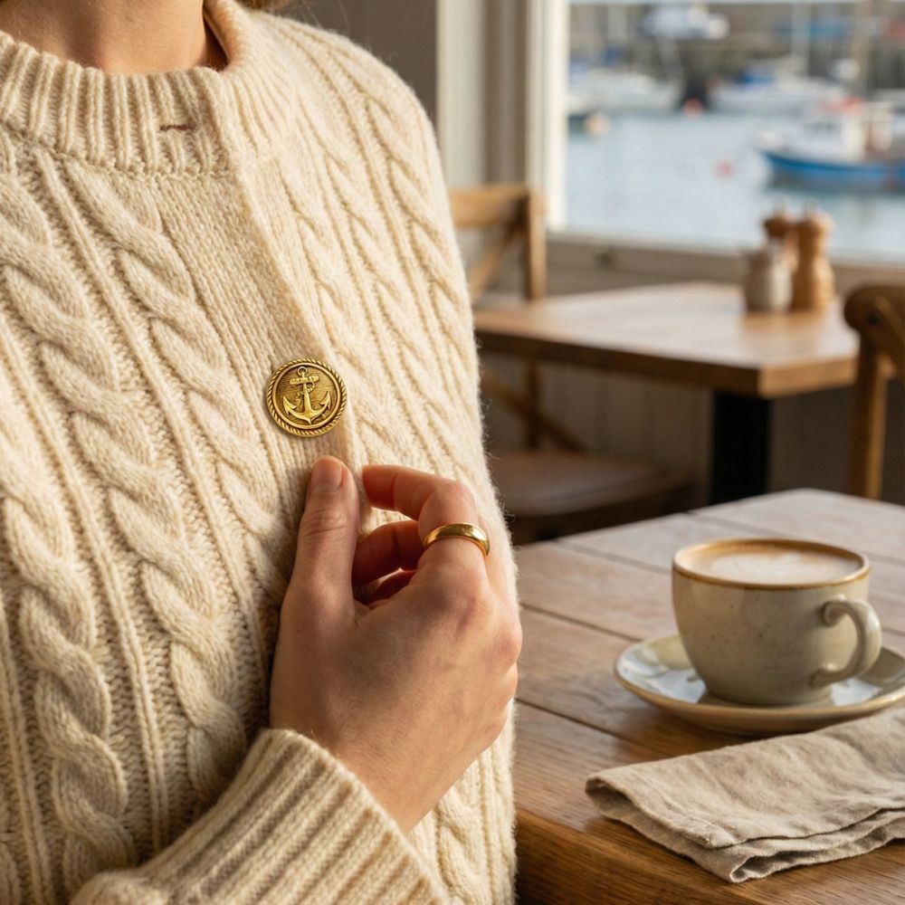 Gold Anchor Metallic Shank Buttons – 18mm - Image 3