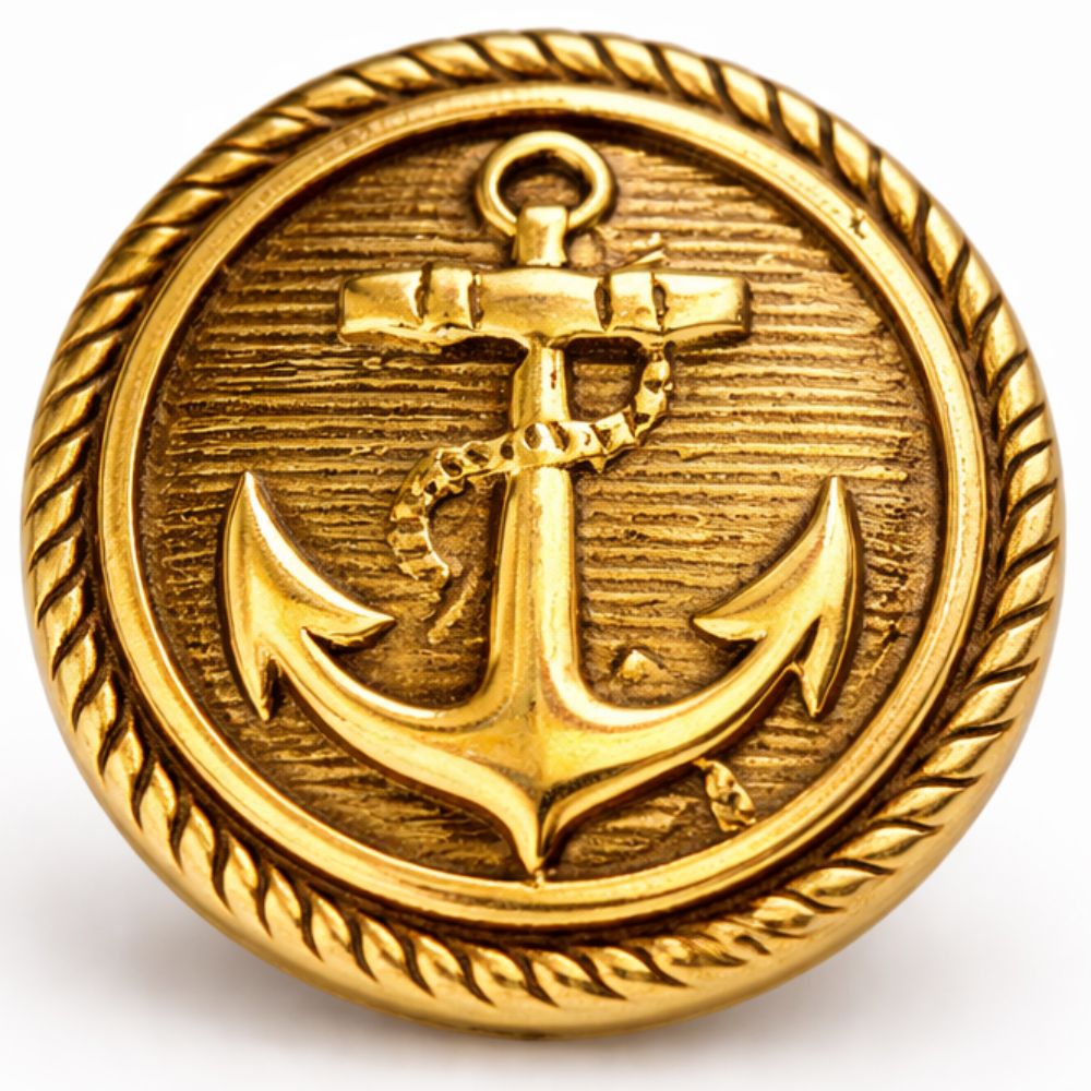 Gold Anchor Metallic Shank Buttons – 18mm