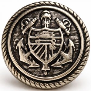 Silver Nautical Coat of Arms Metal Shank Buttons – 15mm