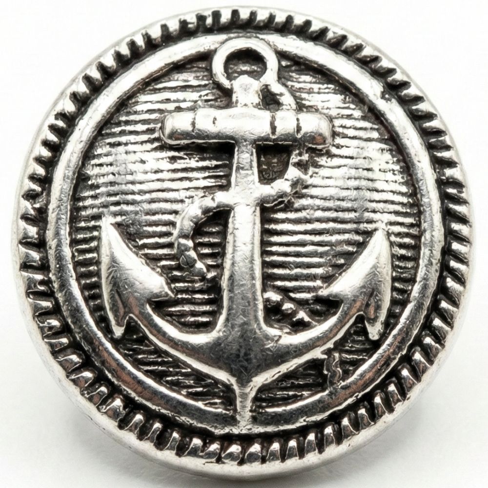 Silver Anchor Metallic Shank Buttons – 15mm