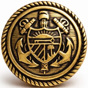Gold Nautical Coat of Arms Metal Shank Buttons – 23mm