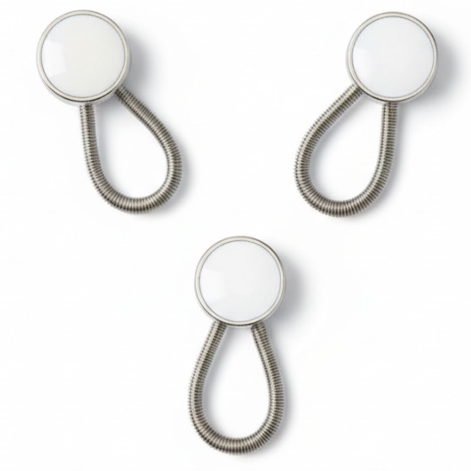 Collar Extender – 11mm Metal Button with White Insert & Spring Loop, Pack of 3 - Image 2