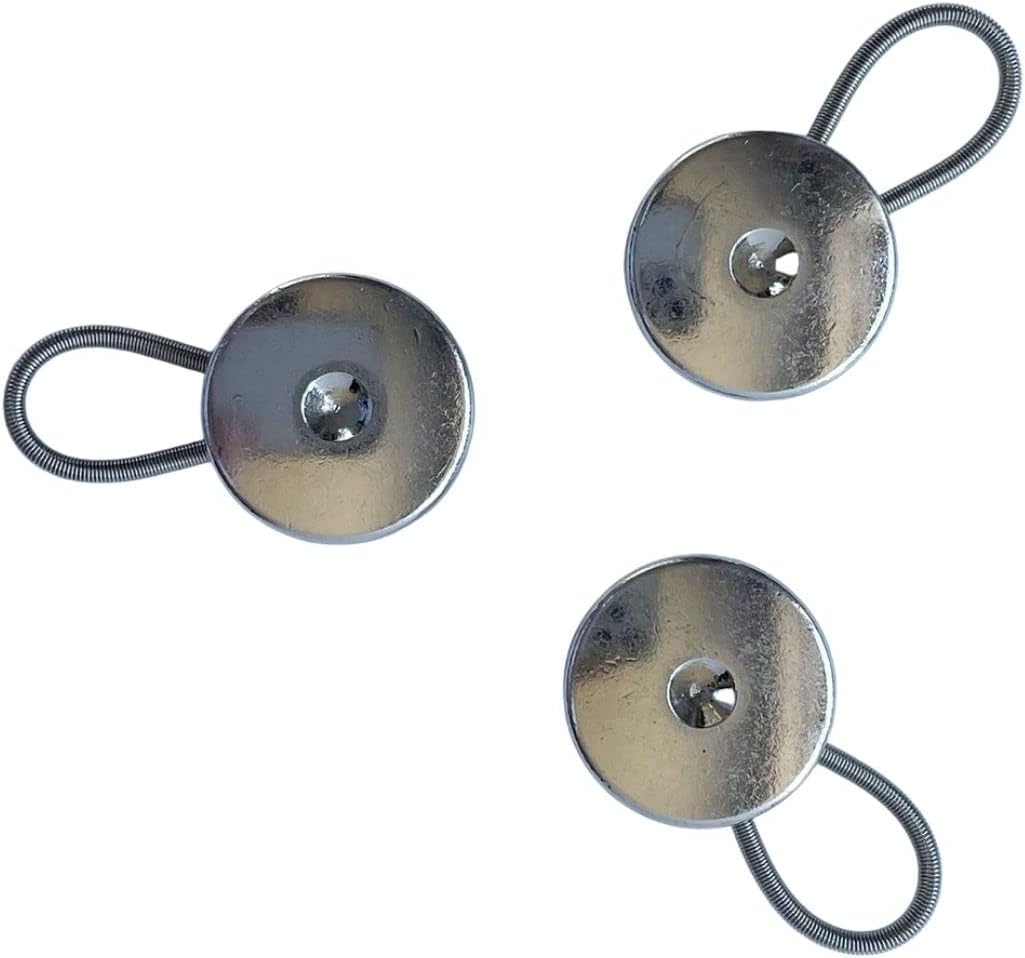 Collar Extender – 19mm Silver Metal Button, Pack of 3