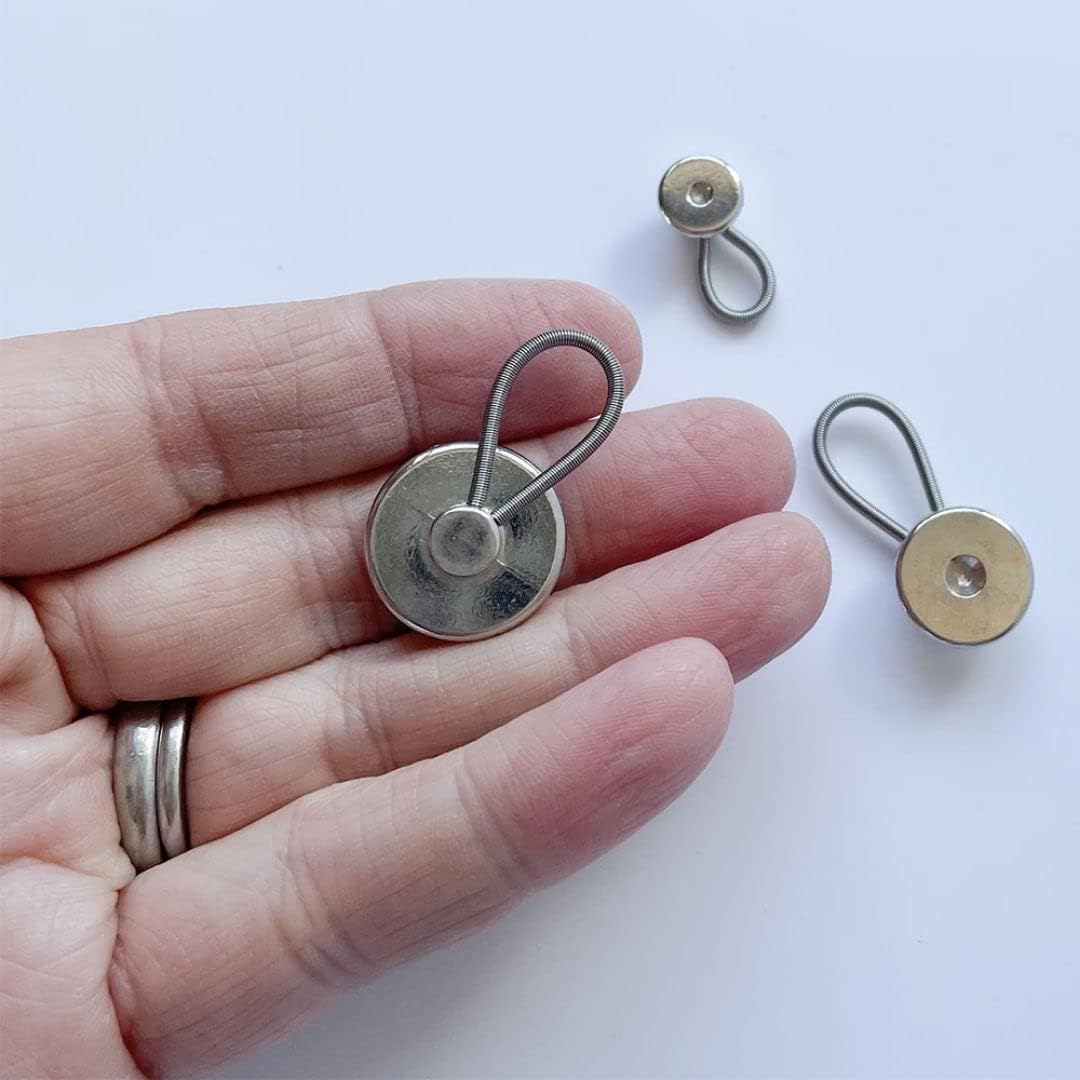 Collar Extender – 19mm Silver Metal Button, Pack of 3 - Image 3