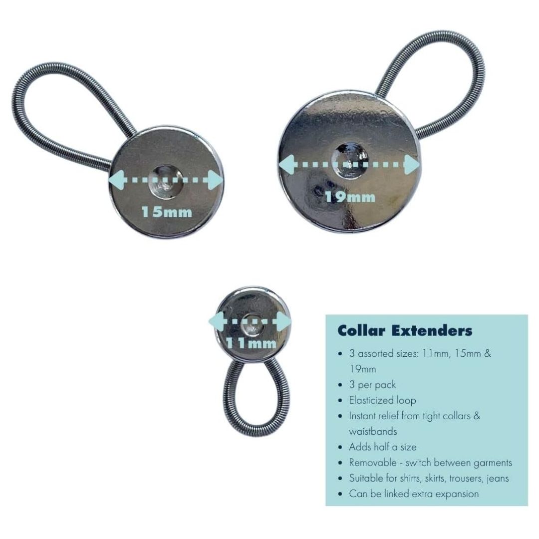 Collar Extender – 19mm Silver Metal Button, Pack of 3 - Image 6