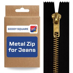 Metal Jeans Zip – Closed-End Brass Zipper for Denim, Jeans Repairs & Alterations by Giddy Square