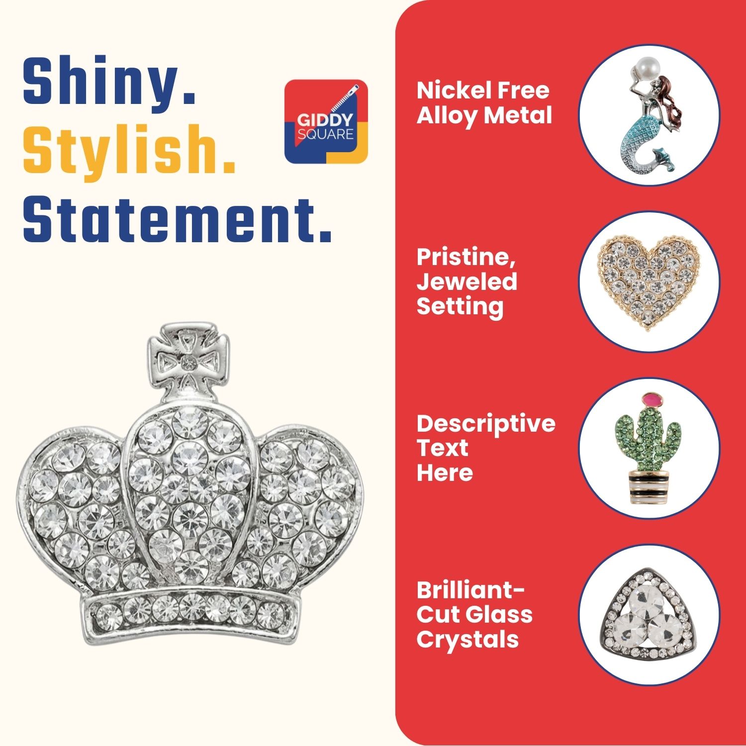 Cactus Diamante Shank Button – 25mm - Image 2