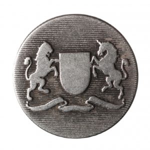 Antique Silver Heraldic Crest Metal Shank Buttons – 23mm