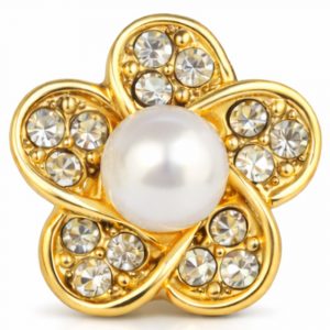 Gold Pearl Flower Shank Button – 14mm