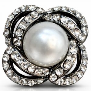 Diamante Wrapped Pearl Shank Button – 19mm