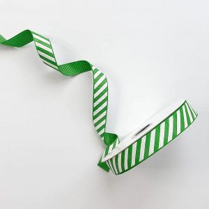 Candy Stripe Grosgrain Ribbon – Green & White – Giddy Square