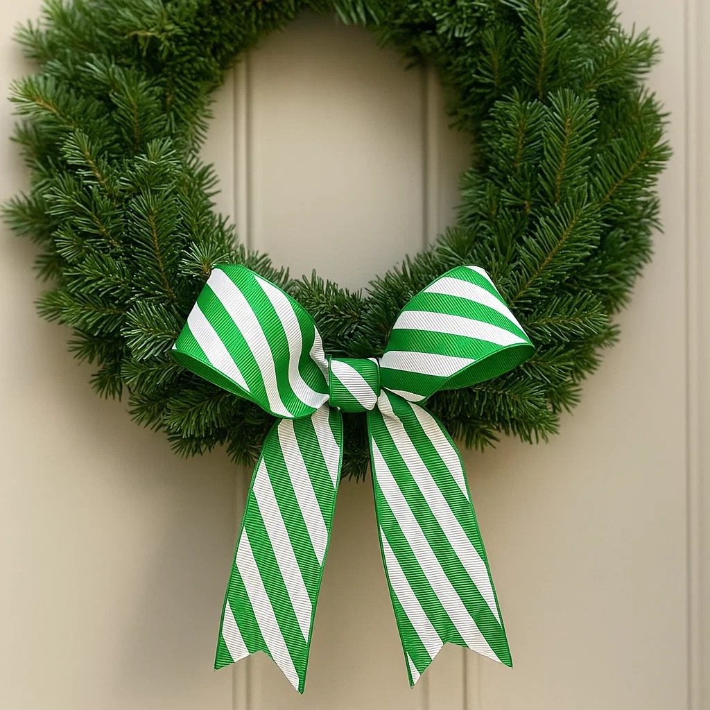 Candy Stripe Grosgrain Ribbon – Green & White – Giddy Square - Image 7